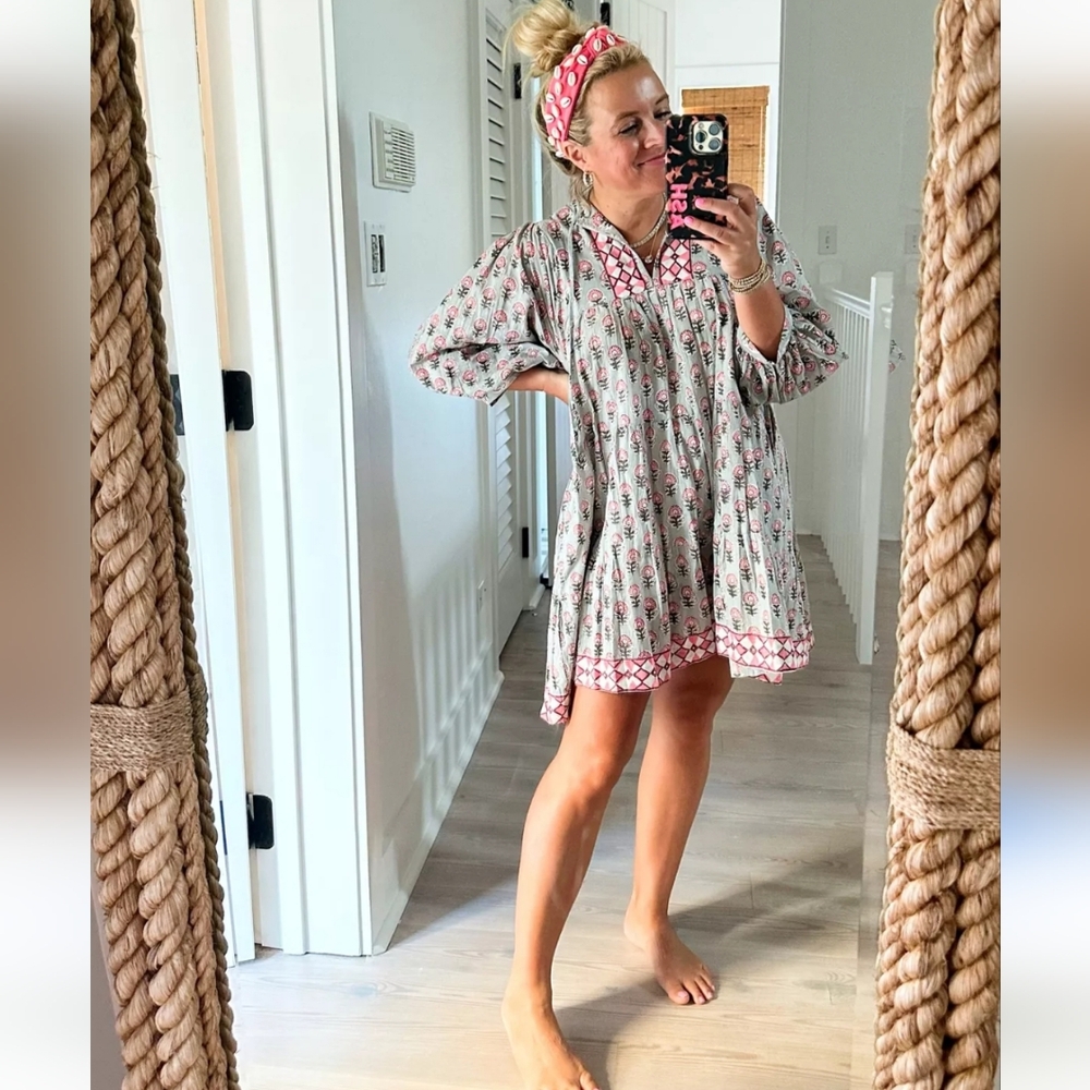Tuckernuck Floral Mini Dress - Pink and White